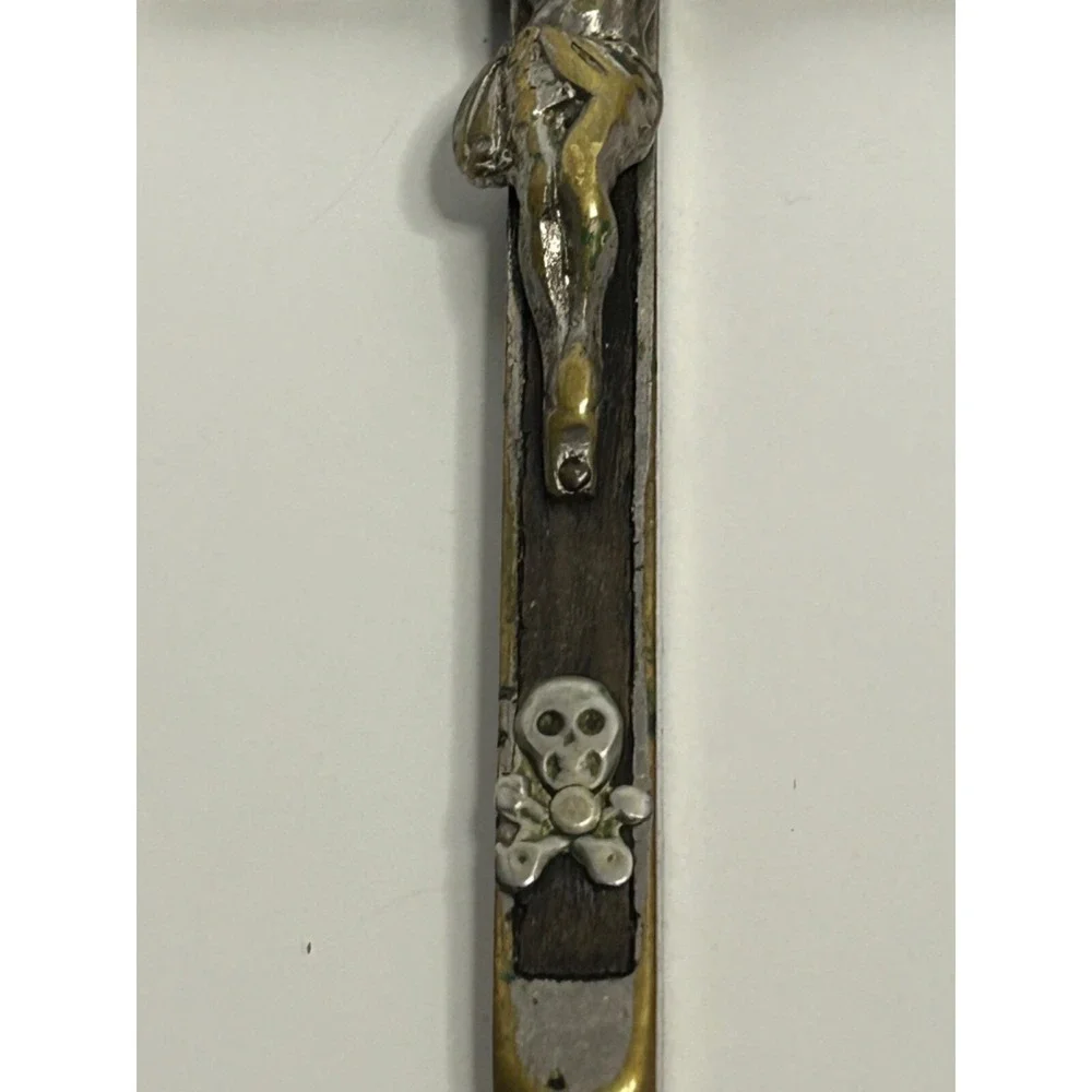 Antique Nuns Habit Pectoral CRUCIFIX W/‎ SKULL & CROSSBONES Cross 4
